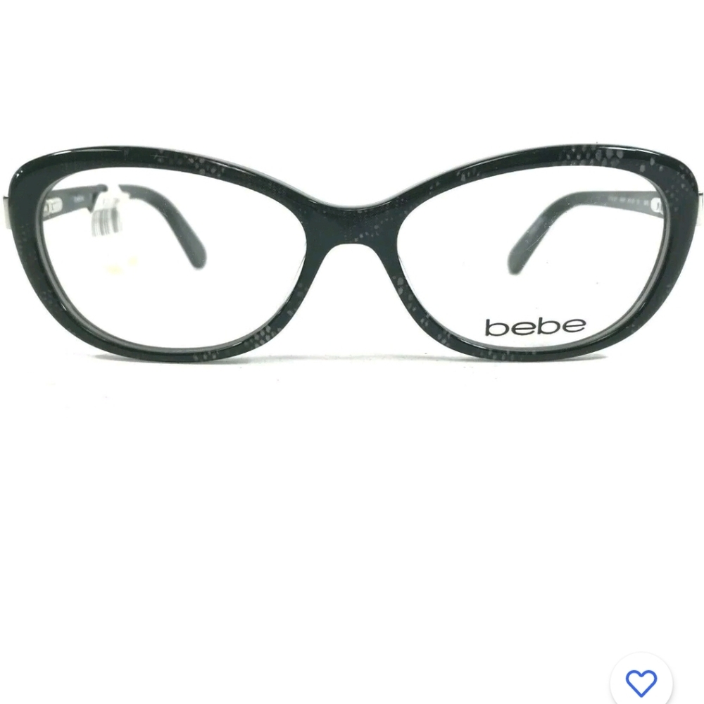 NWT Bebe NECESSARY BB5097 001 JET Eyeglasses Black Round Cat Eye 52-15-135